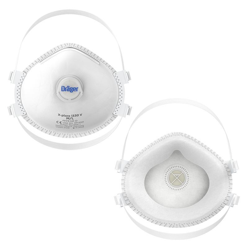 Dräger X-plore 1330 V Lot de 5 Masques de Protection respiratoire FFP3 Anti-Particules jetable Contre la poussière, Les Particules Fines, Taille S/M - 2