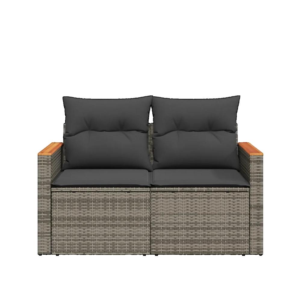 Salon bas de jardin en polyrattan Gris 2 personnes - 2