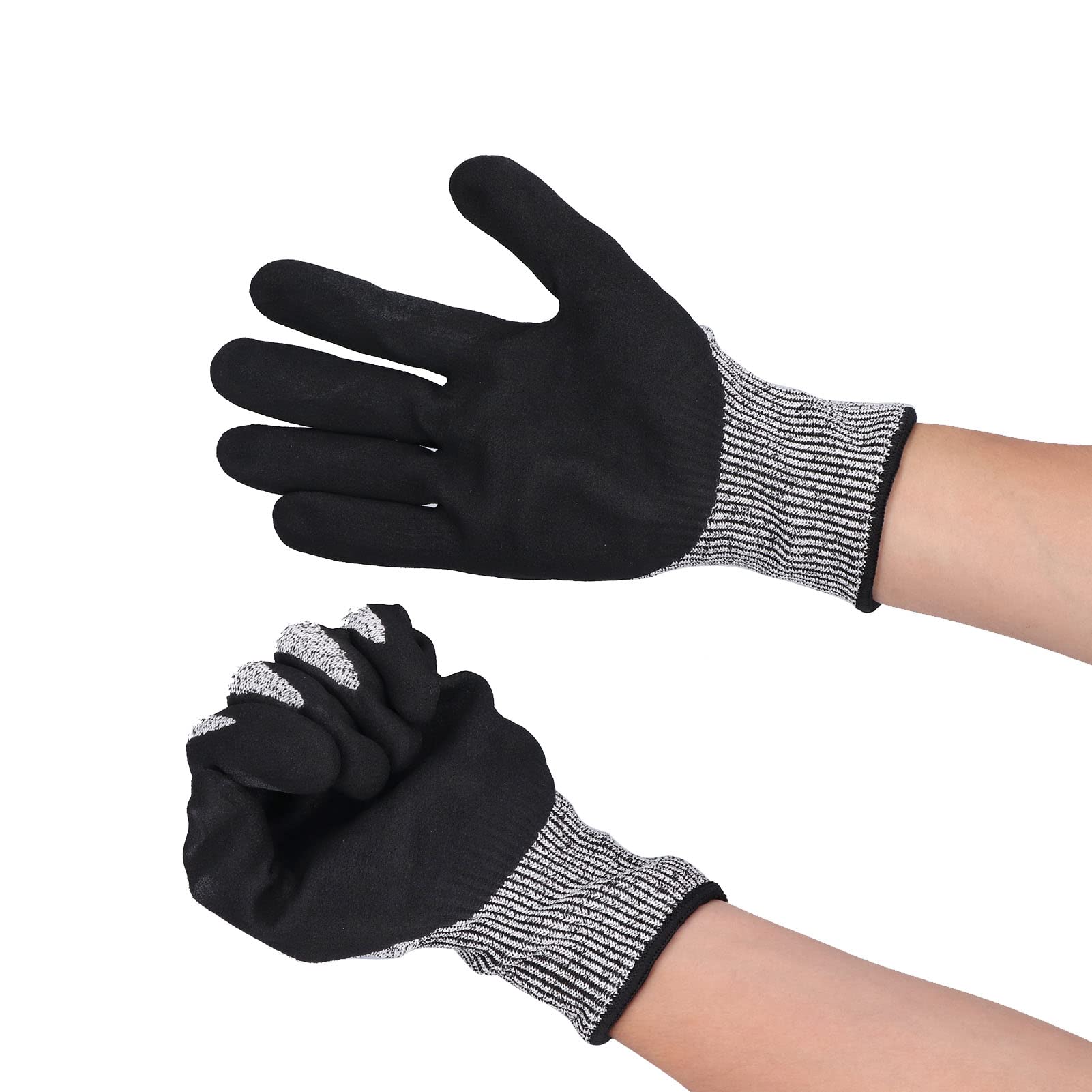 Gants de chantier anti-coupures niveau 5 protection caoutchoutée givrée antidérapante résistante à l'usure pour le jardinage travail du bois HPPE pet - 7