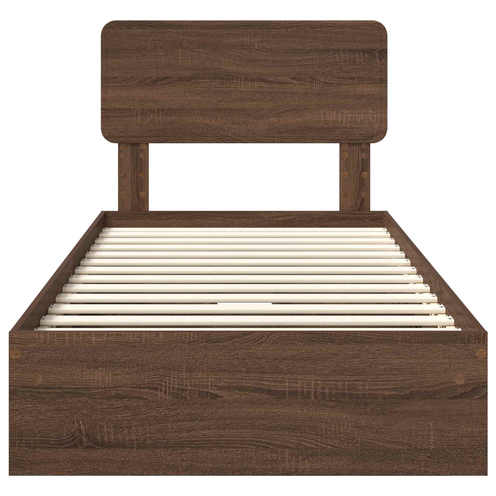 Lit coffre chêne brun 75 x 190 cm panneau de bois - 8