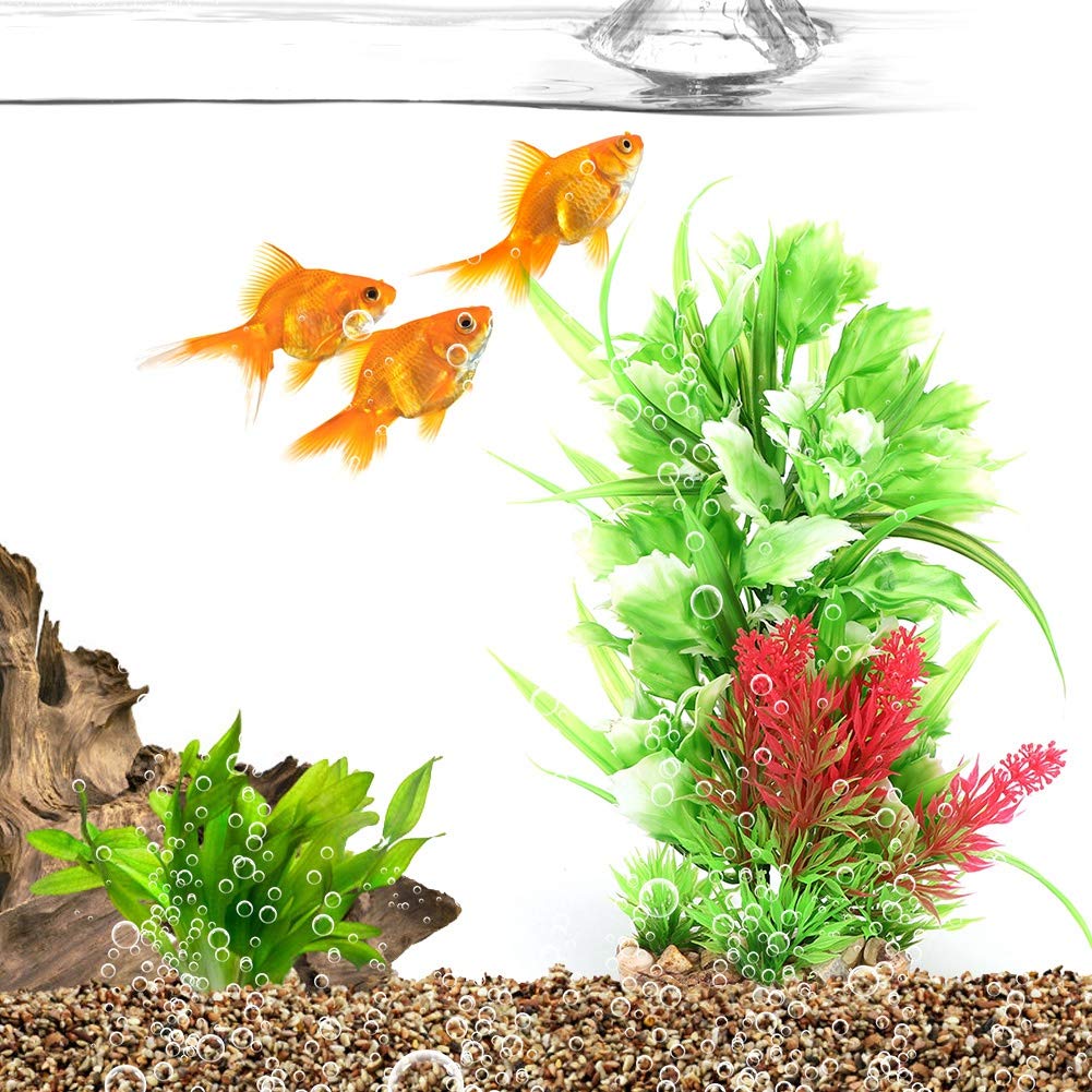 FENGQQKJ Lot De 11 Décorations D'aquarium - Plantes Aquatiques Artificielles - Mini étang - Plantes En Plastique - Poisson - Réservoir - Tortue - Décoration D'aquarium