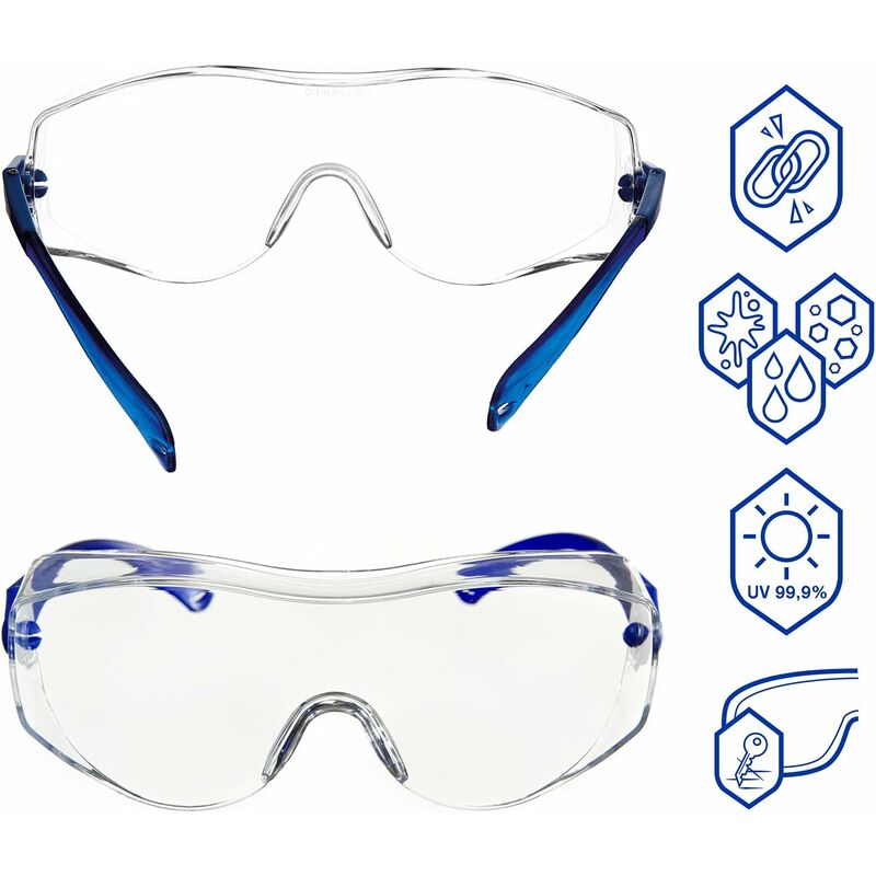 Surlunettes de Protection 1 paire de lunettes de sécurité réglables Pour l'agriculture, l'industrie et le laboratoire - 2