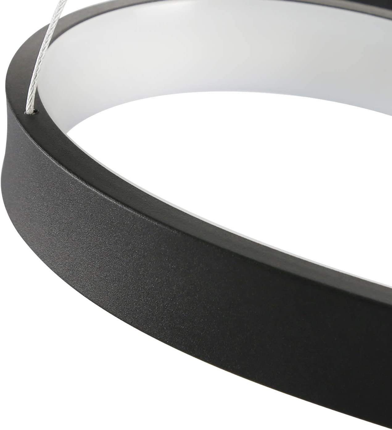 NETTLIFE Lampa wisząca LED Silikonowa Czarna Średnica 75 cm Ściemnialna Z Pilotem Nowoczesny Design Do Gabinetu Salonu Kuchni Biura 47 W - 4