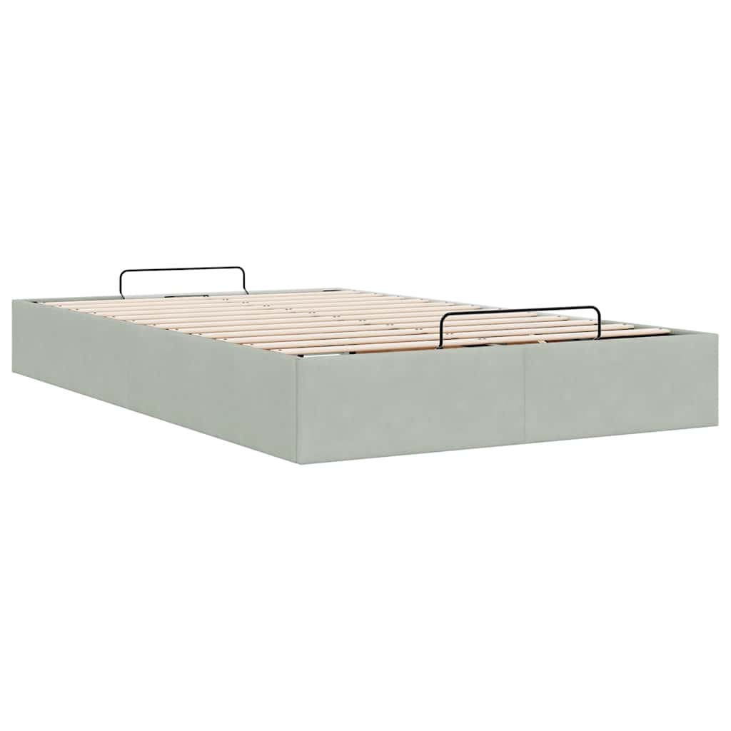 Cadre de lit ottoman avec matelas gris clair 120x190 cm velours | Leroy Merlin