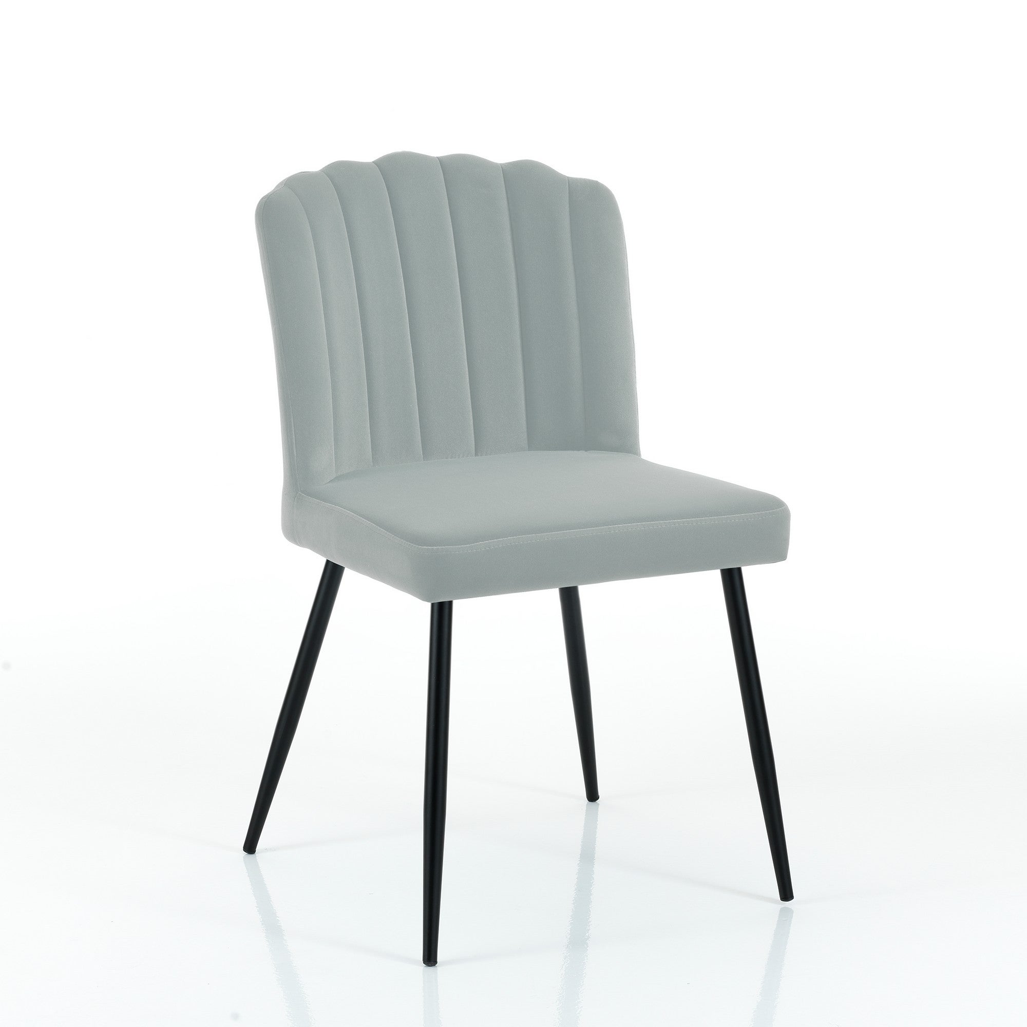 Zestaw 4 krzeseł CLAUDIA GREY z szarego aksamitu z czarną metalową ramą 48x58x84 cm