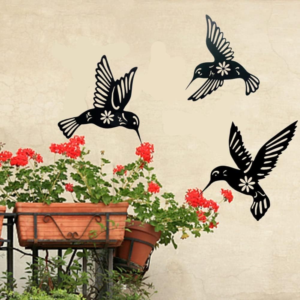 Décorations Murales Métal Lot 3 – Oiseaux Noirs – Pour Jardin, Salon, Extérieur – Style Élégant - 2