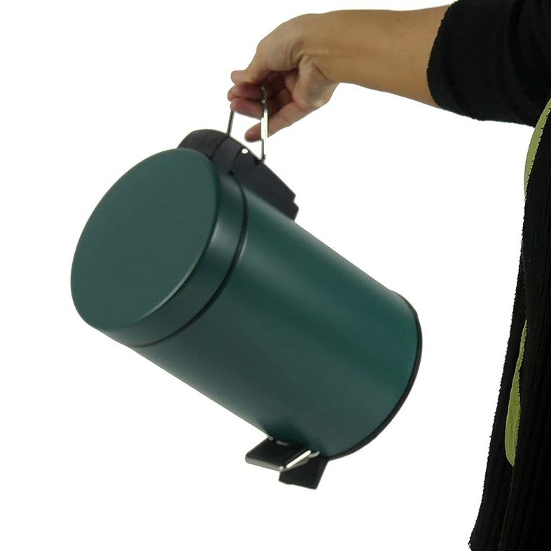 kela bidone per cosmetici verde 3l, bidone a pedale in metallo per il bagno, bidone per i rifiuti del bagno con contenitore interno e maniglia per il - 8