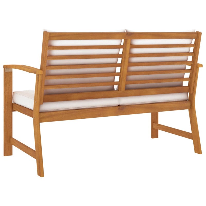 Banc de jardin avec coussin crème 120 cm Bois solide d acacia - 4