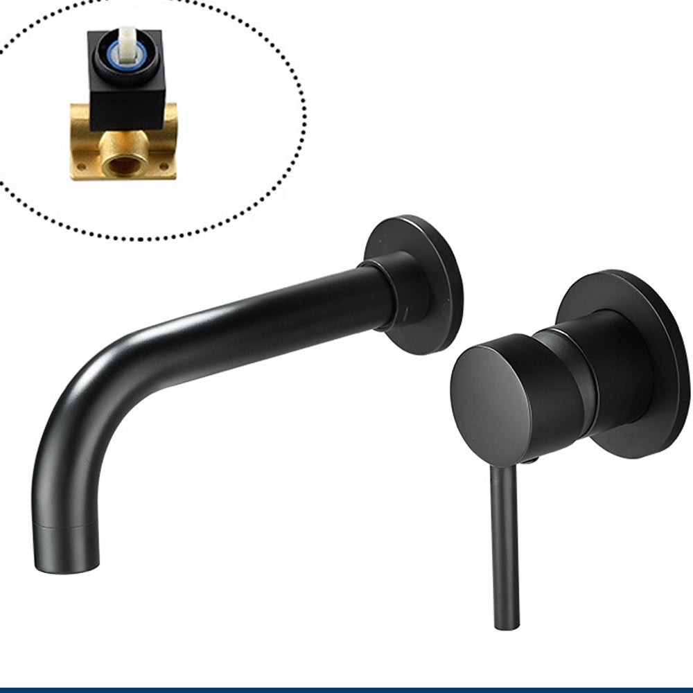 Bateria łazienkowa ścienna, bateria do ciepłej i zimnej wody, bateria umywalkowa, wylewka obrotowa 360°, bateria jednouchwytowa wpuszczana