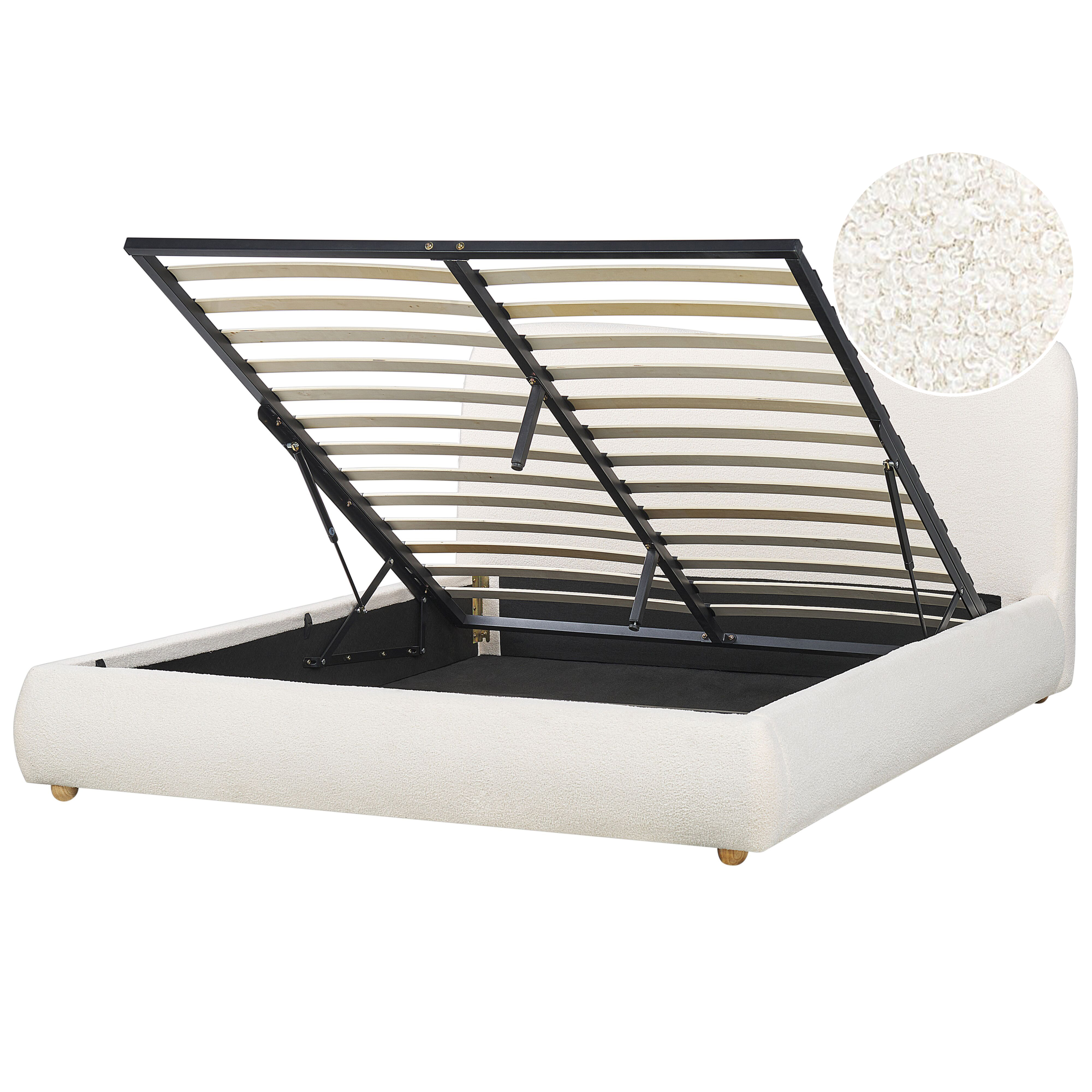 Beliani Cama Con Almacenaje Bouclé Blagnac 160 X 200 Cm Blanco/Crema , Leroy Merlin