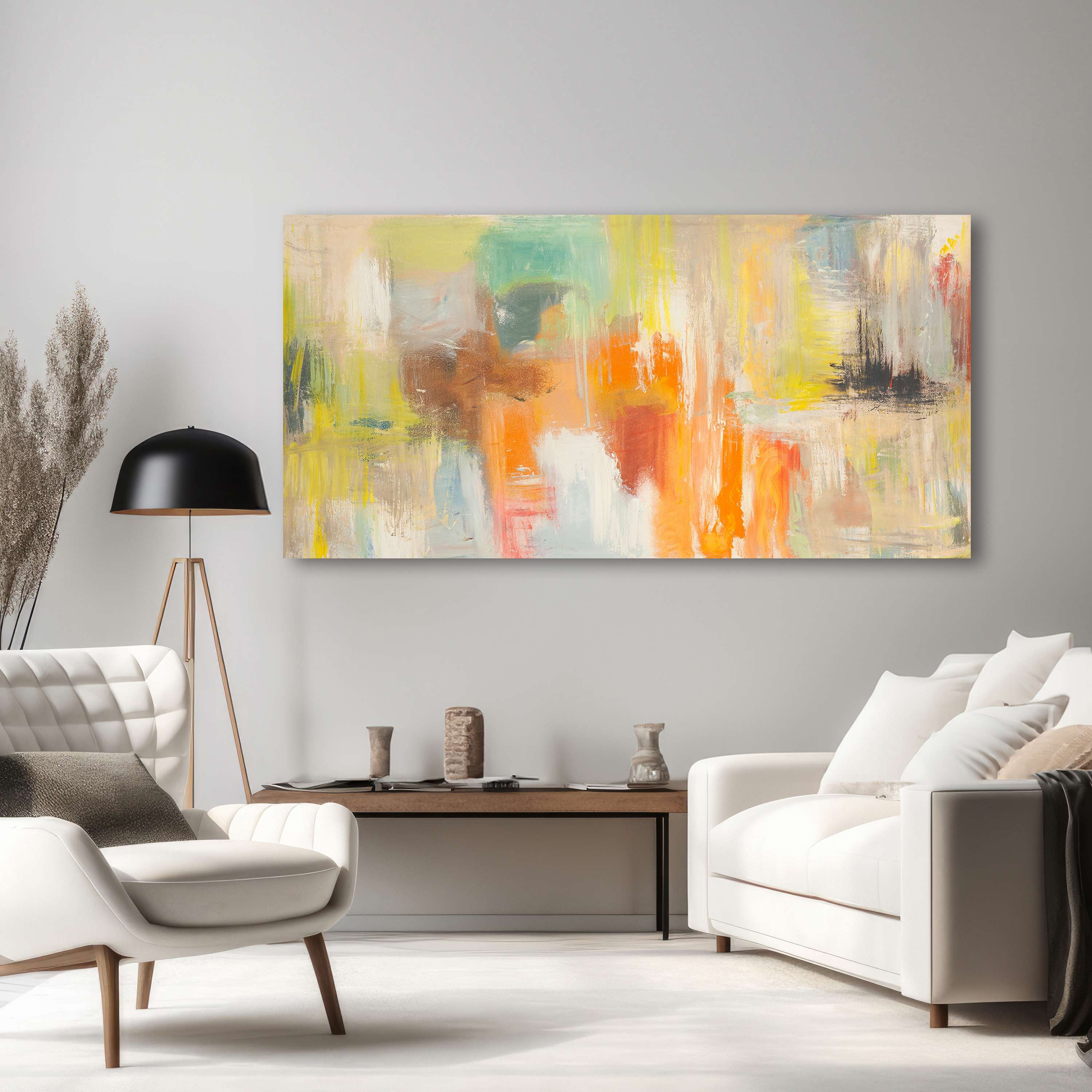 Peinture abstraite moderne - impression sur toile - Lucas, Reflets de la nature - 120x60 cm - 3