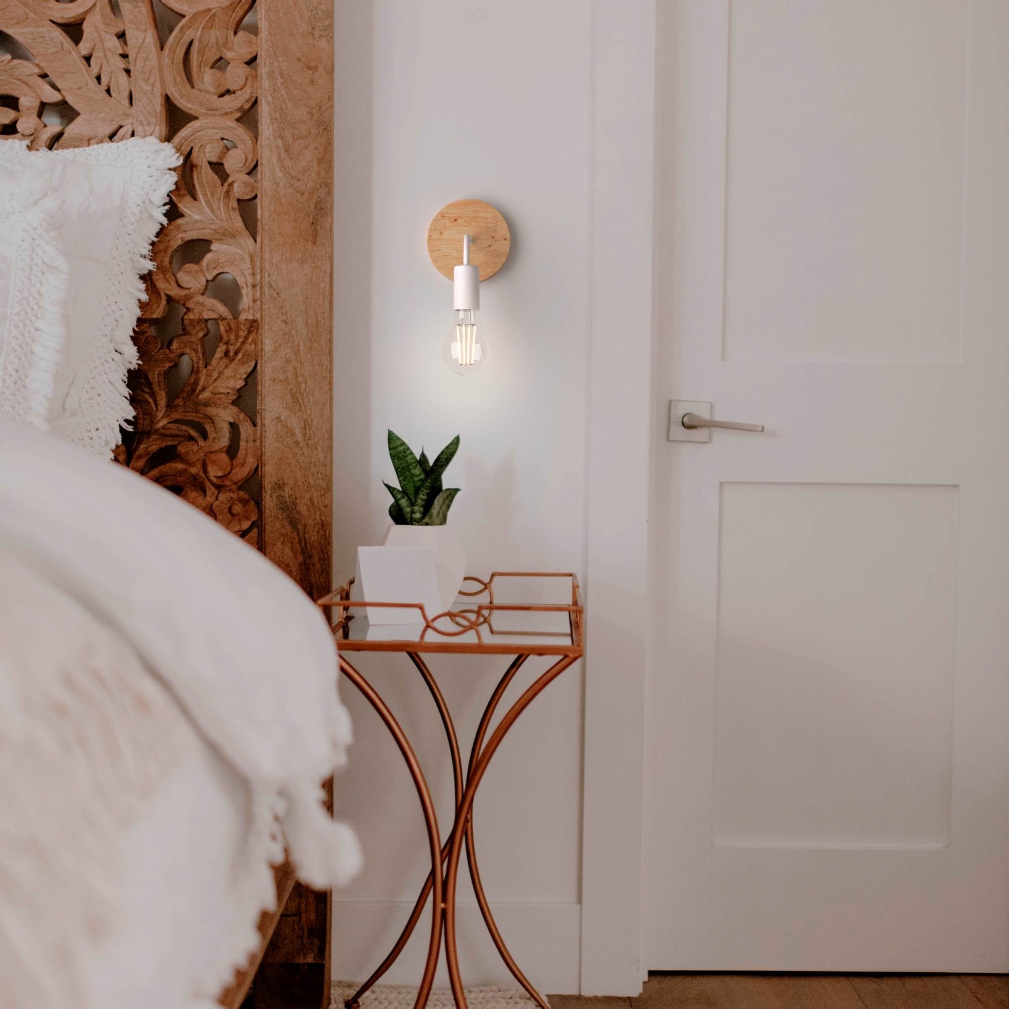 Aplique de pared de madera y metal 