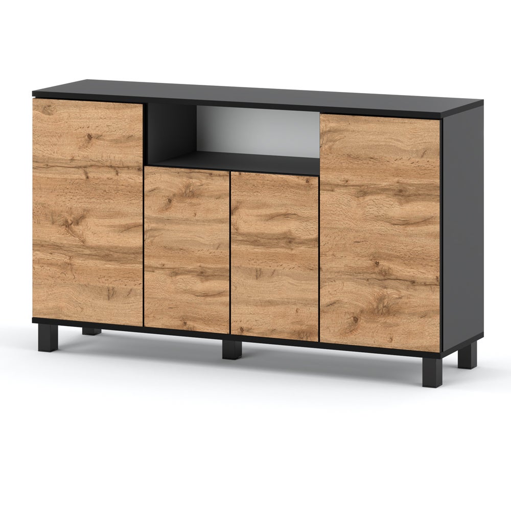Komoda loft 140cm bruno szafka rtv młodzieżowa do salonu szara dąb wotan