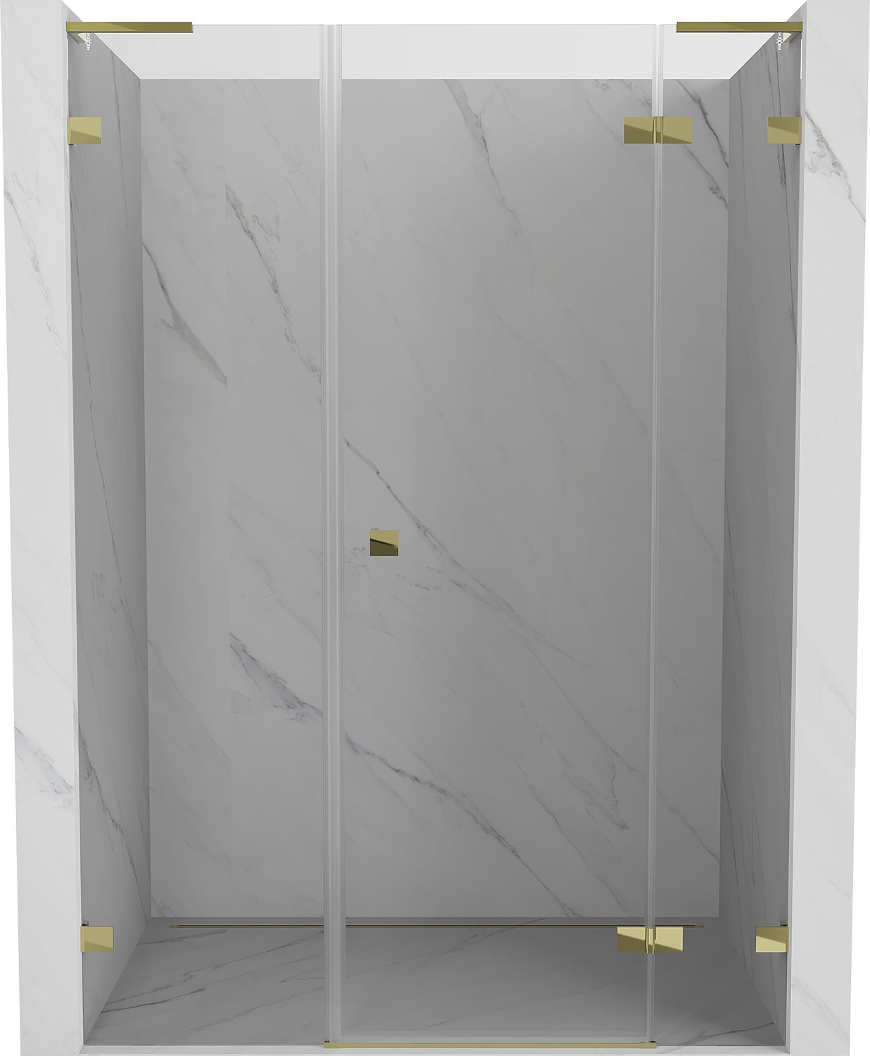 Mexen Lunar L drzwi prysznicowe uchylne prawe 135 cm, transparent, złote - 834SL-135-050-50-00-P