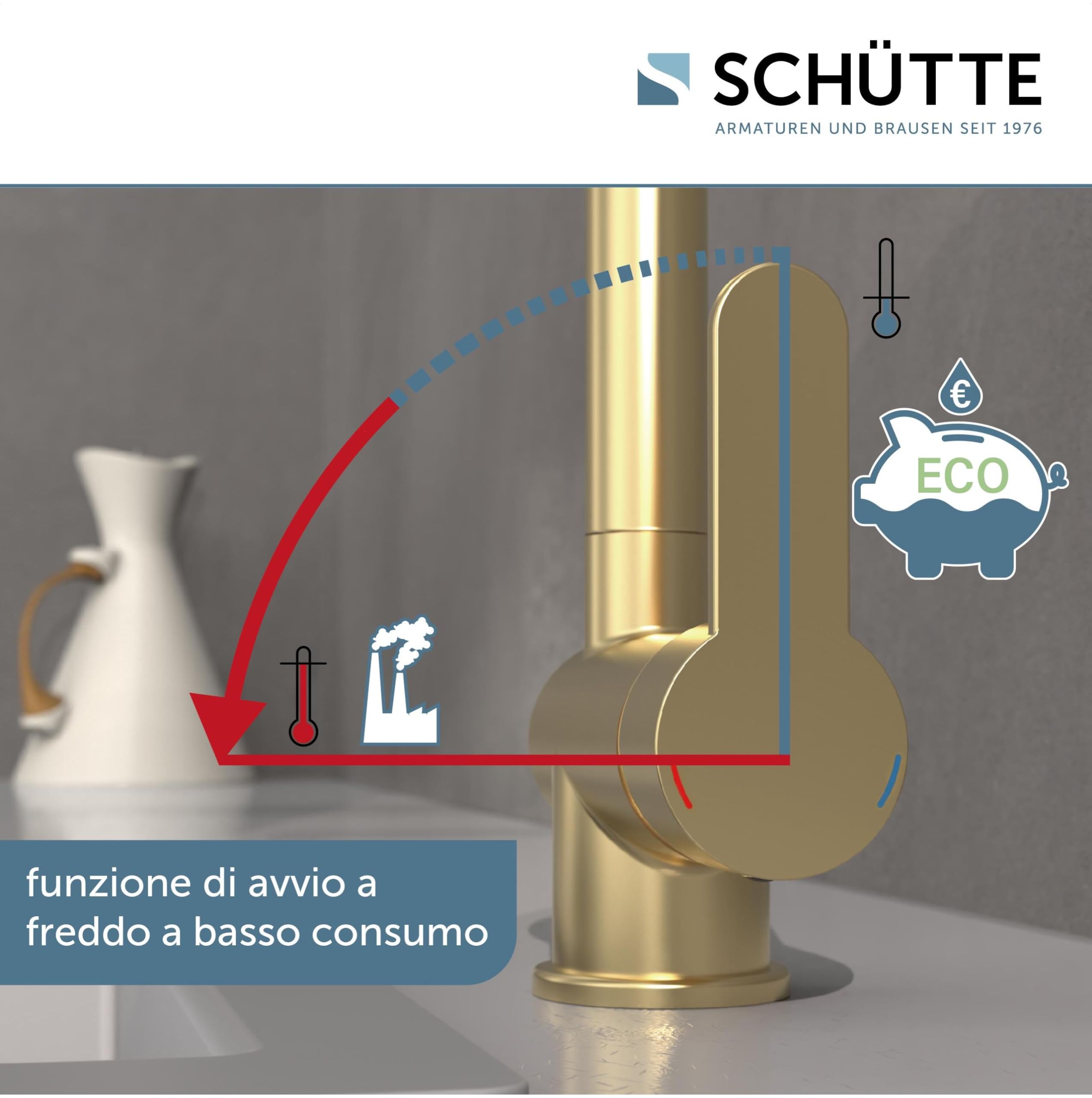 Rubinetto Cucina SCHÜTTE London Con Doccetta Estraibile - Miscelatore Monocomando, Oro, Girevole 360°, Flessibile 70 Cm