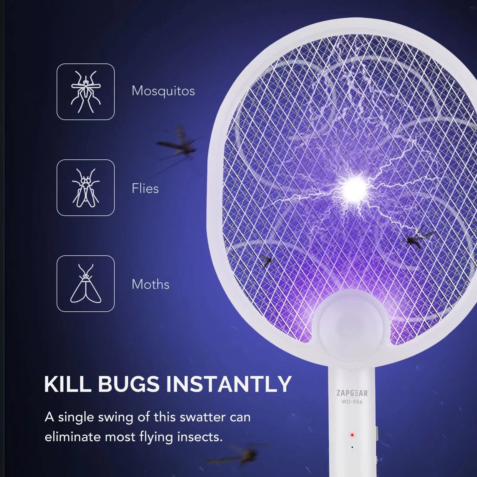 Zapper anti-moustiques, tapette à mouche électrique pliable, Rechargeable par USB, tueur de moustiques d'intérieur et tueur d'insectes - 3
