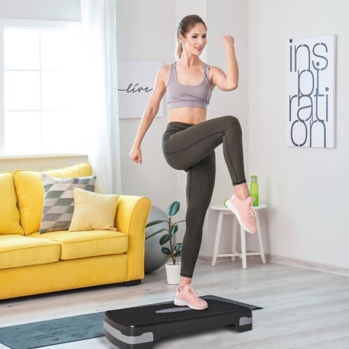 Mini-Stepper Swing Stepper Stepper regolabile Stepper aerobico Twist Stepper Esercizio Fitness Macchina per allenamento con schermo LCD e manubrio di sicurezza (Bianco) Efficency