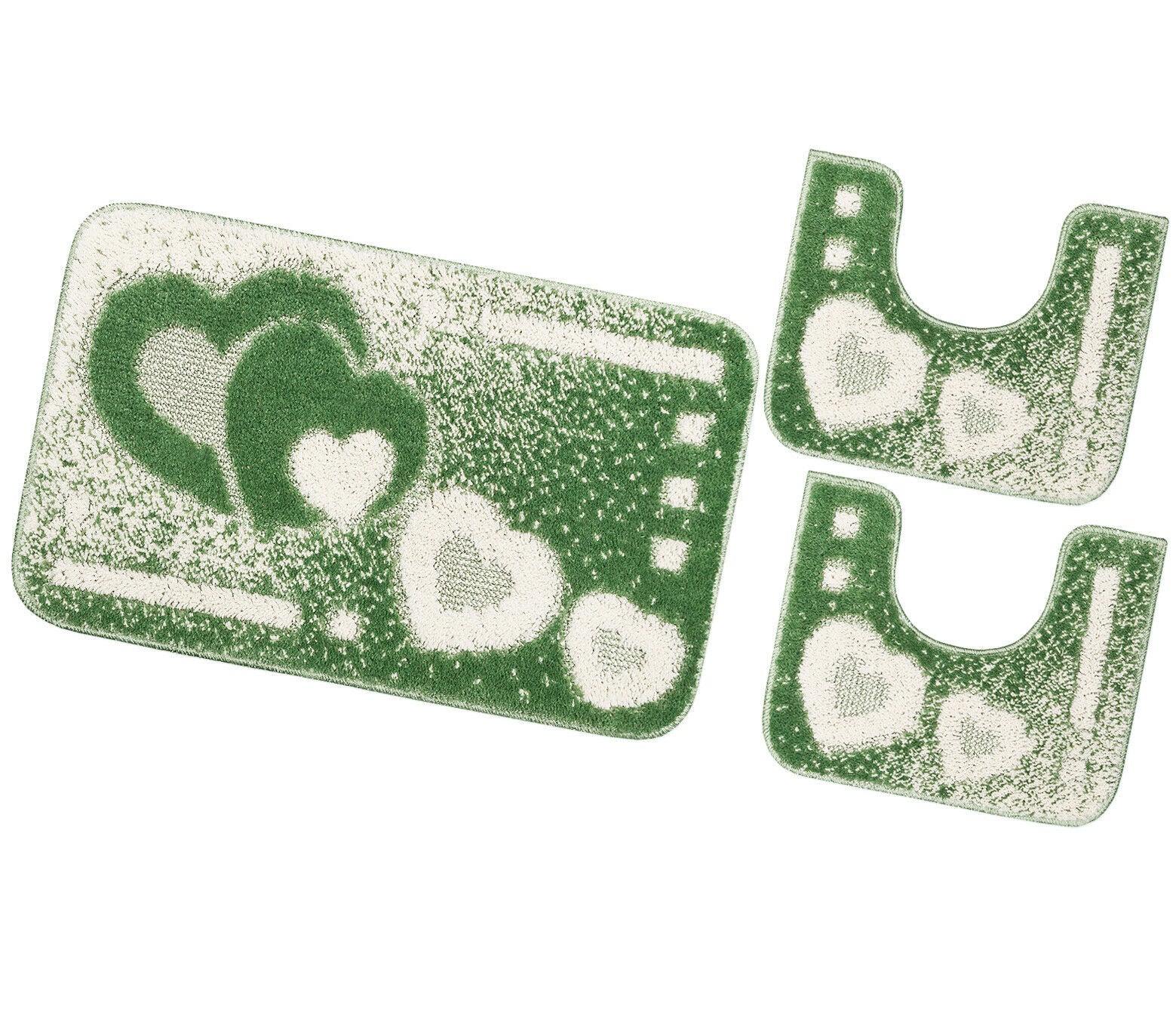 Zestaw 3 Zielony Kiery Dywaników Shaggy 3D łazienkowych Girowater Miękki Chłonny Antypoślizgowy