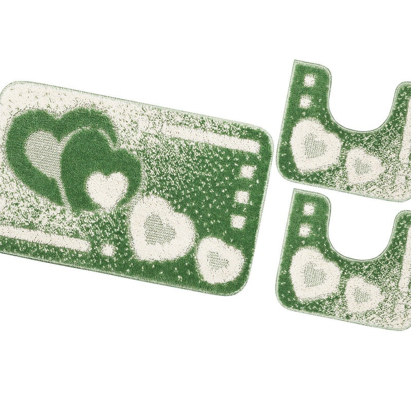 Zestaw 3 Zielony Kiery Dywaników Shaggy 3D łazienkowych Girowater Miękki Chłonny Antypoślizgowy