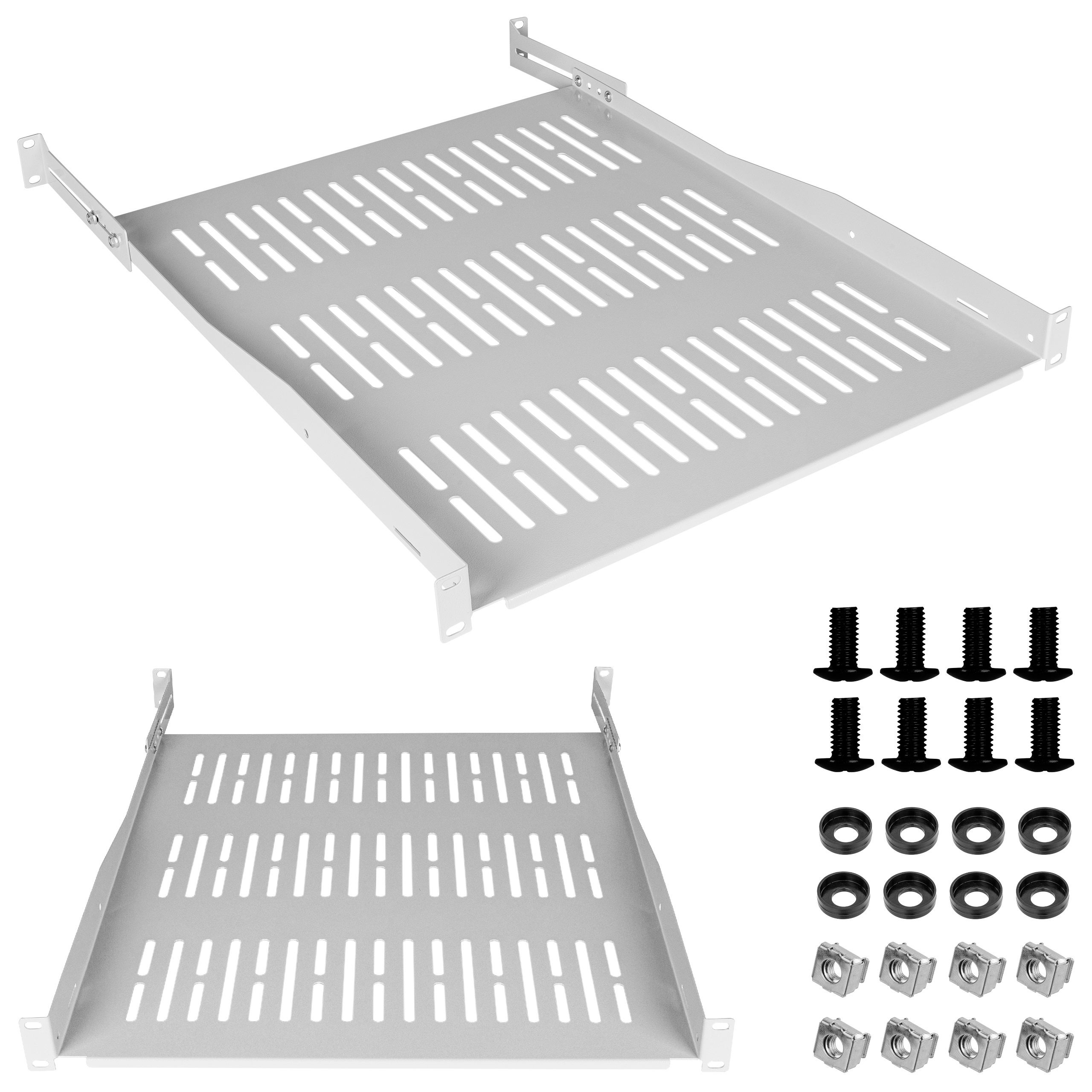 Półka Regulowana RACK 19" 1U 650mm (750mm) SZARA do Szafy Serwerowa NEKU