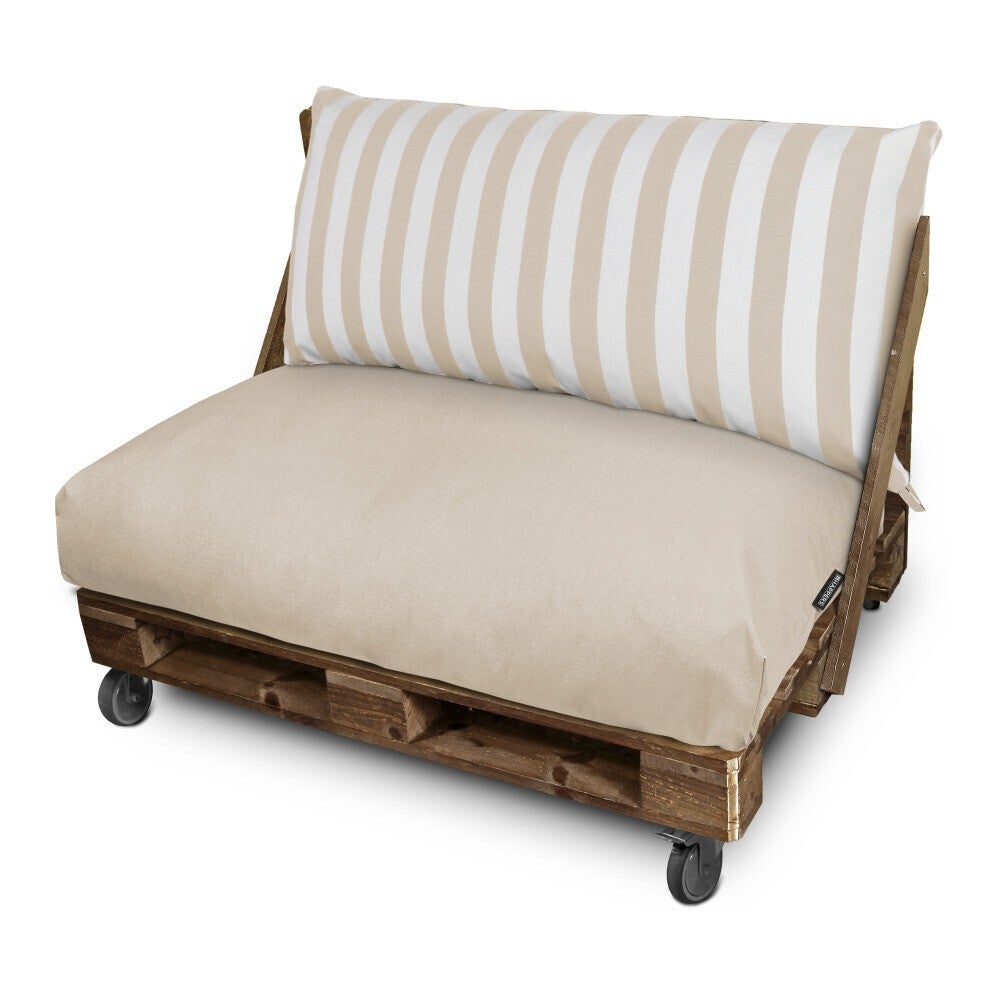 Cojín para Palets Toldotex Crudo Set: Asiento 120x80x20 (liso) + Respaldo 120x45x25 (rayado) - 2
