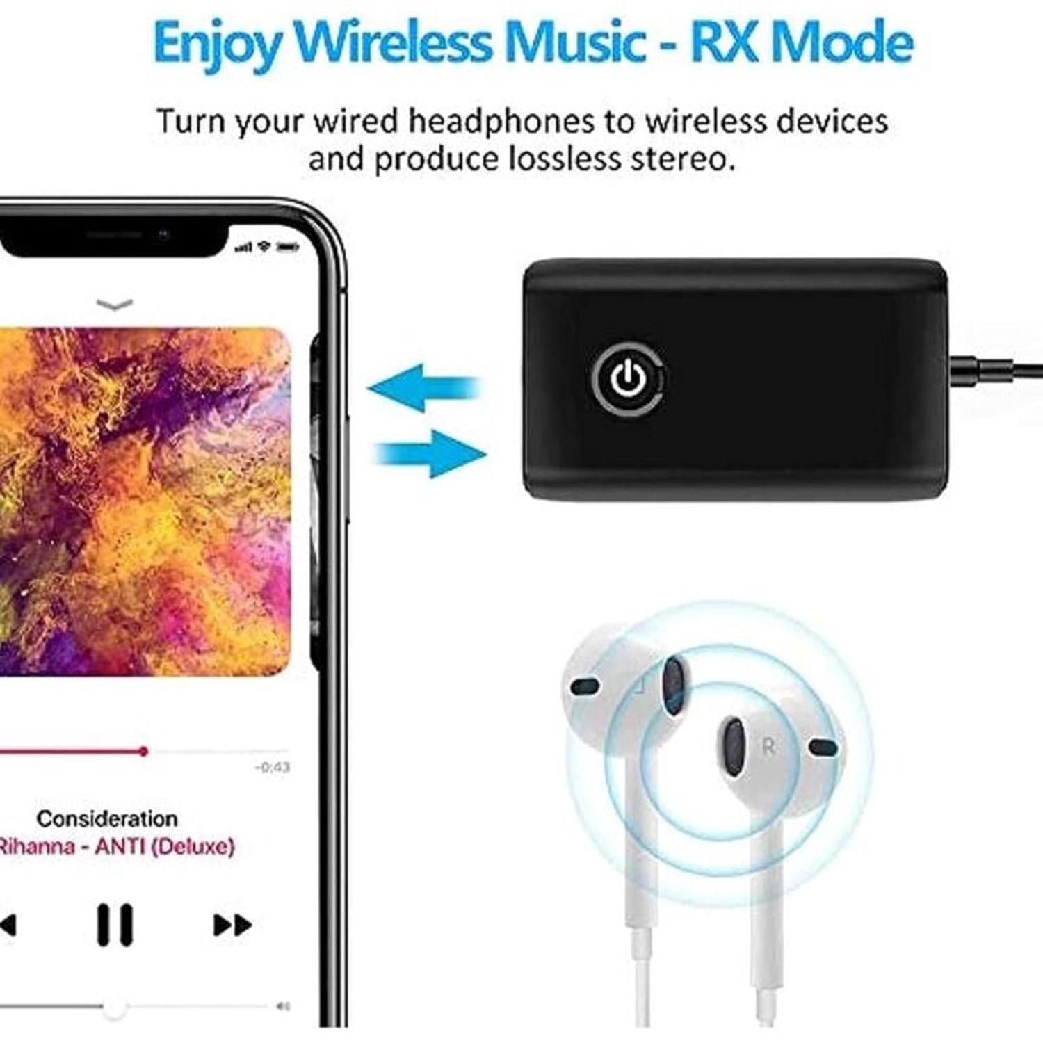 Transmetteur Bluetooth 5.0, Adaptateur 2 en 1 sans Fil 3.5mm, Émetteur et Récepteur Adaptateur, Bluetooth 2 en 1 Adaptateur, Jack 3,5mm APTX et USB, - 4