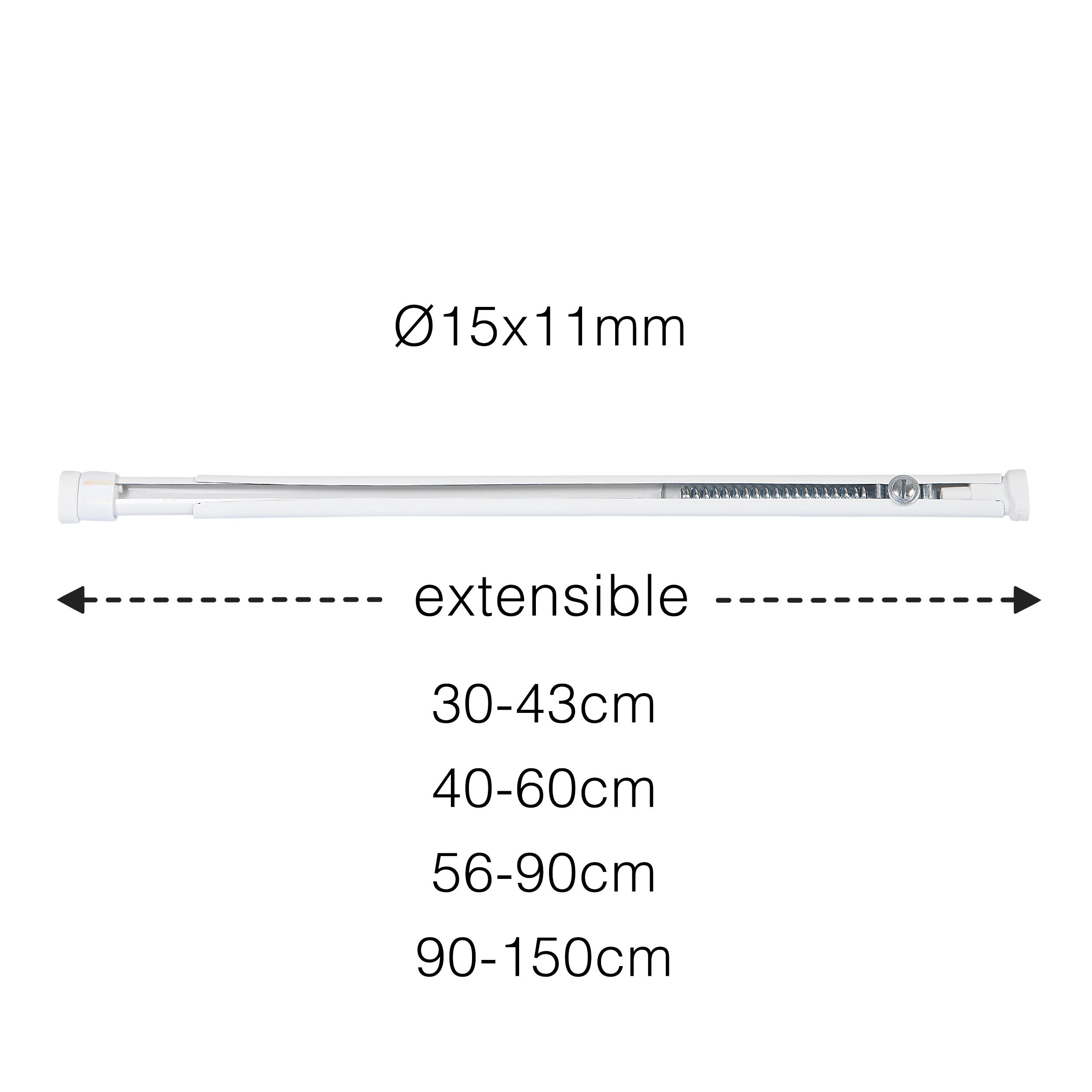 Haste de pressão extensível com mola OVAL FORCE, sem haste de cortina de perfuração, haste de cortina oval | 1 peça | 30 -43cm - 3