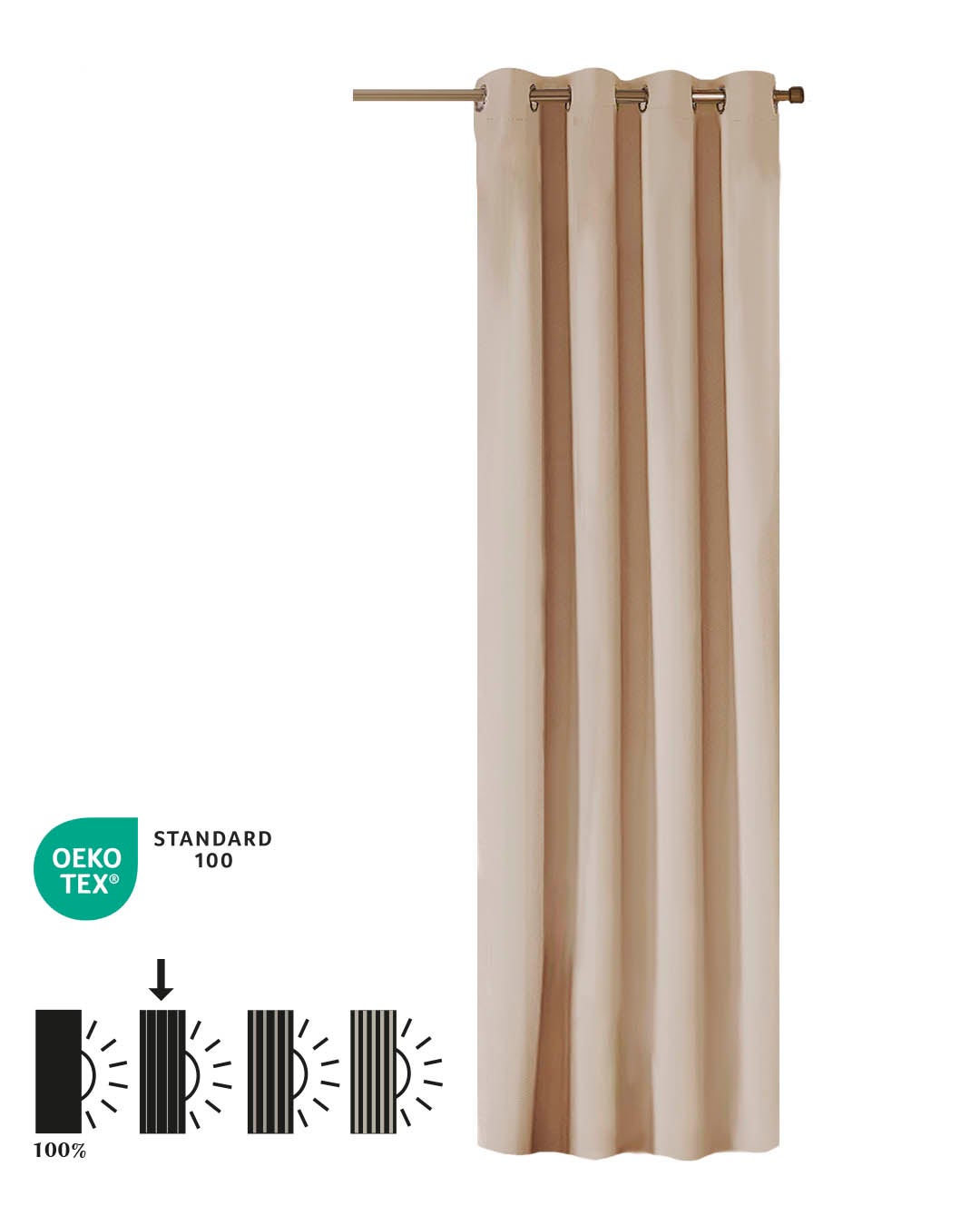 Rideau obscurcissant Amber - uni - avec 8 oeillets - 140x270cm - Sable - HOOMstyle - 2