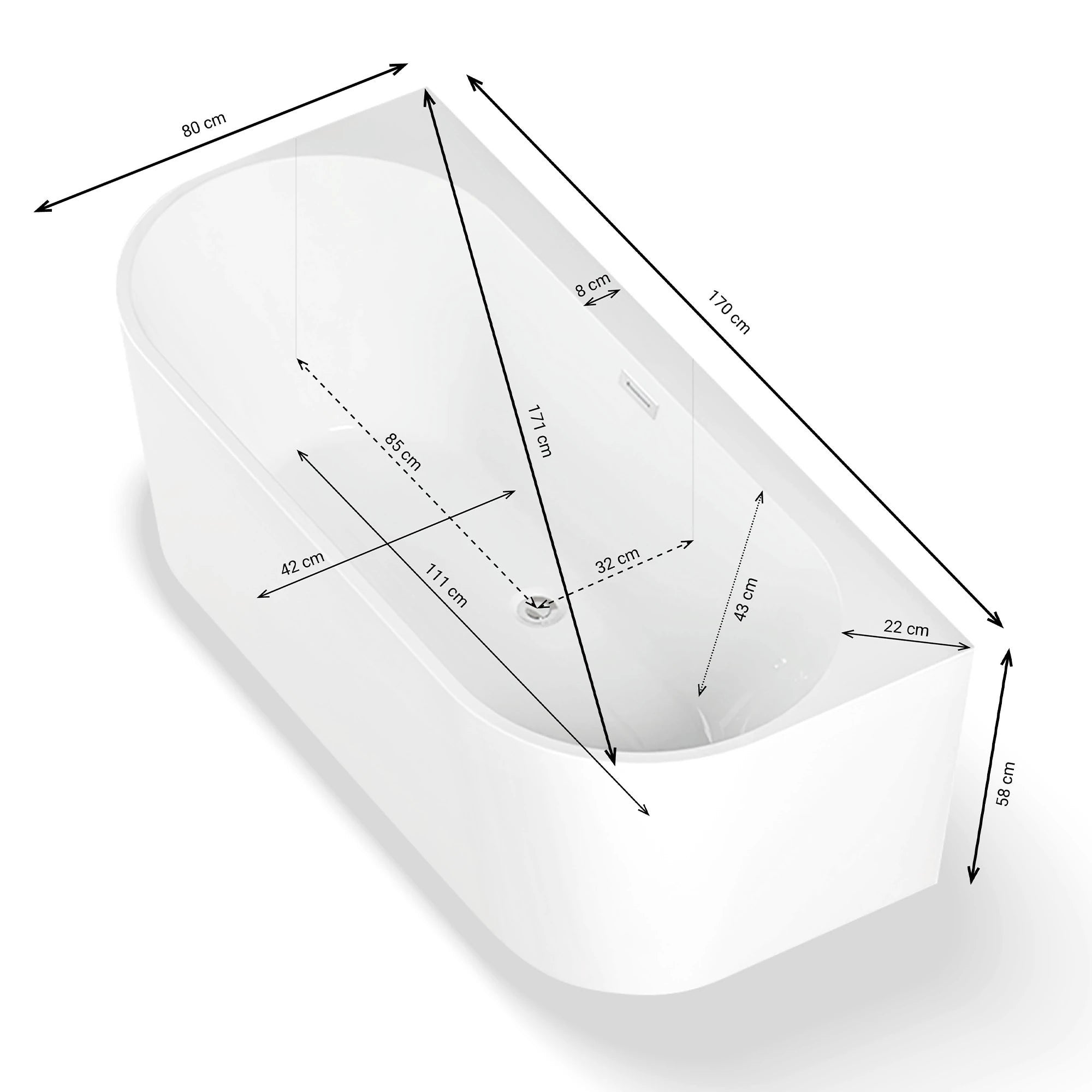 Baignoire Ilot Naos 170 noire 170 x80 x58 cm, by SPALINA - 9