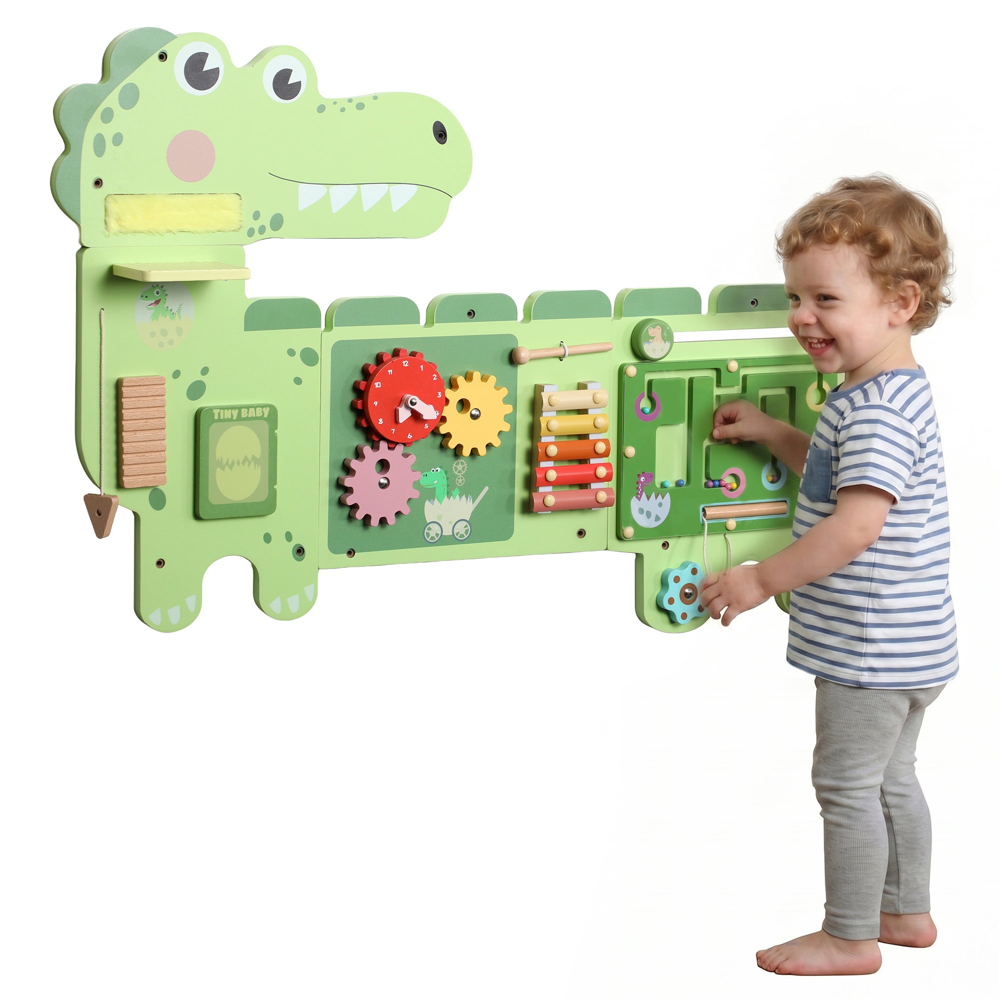Tableau d'activités en bois Montessori dinosaure mural avec xylophone ...