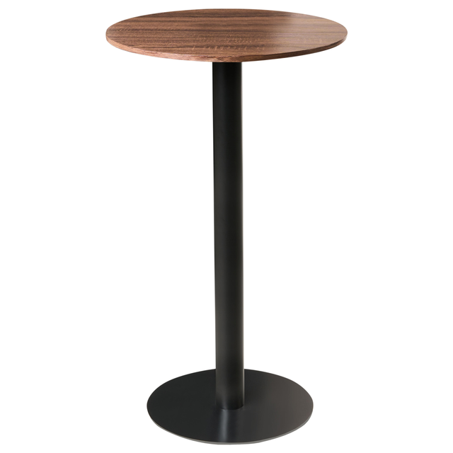 Table De Bar Ronde Industrielle 90 Cm - Table Haute Bistro Pieds Réglables Marron Rustique & Noir Métal, Style Vintage