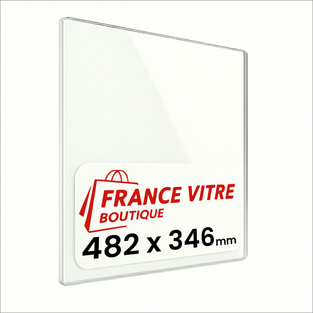 482 x 346 x 4 mm - Vitre de cheminée pour insert et poêle à bois - verre de rechange - France Vitre - jusqu'à 800°C - 346x482 mm