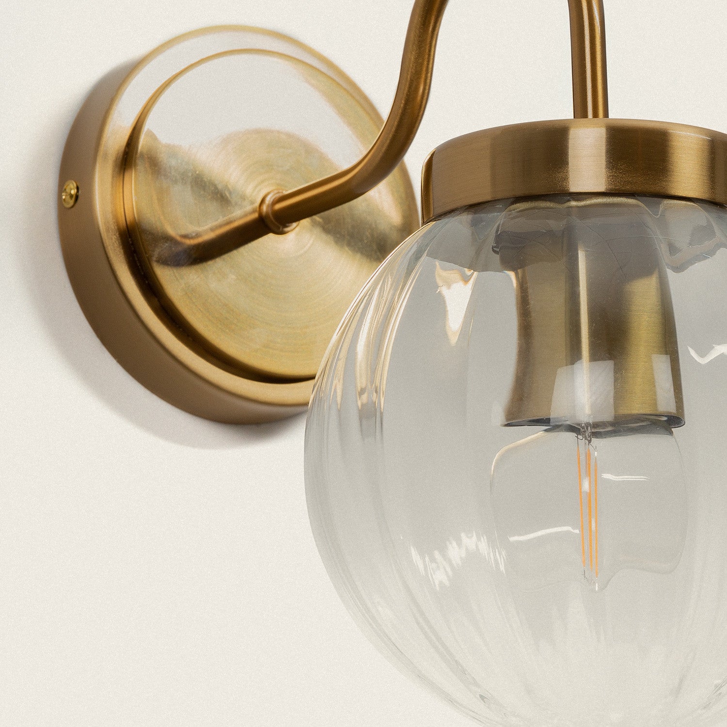 Ledkia Candeeiro de Parede Exterior Metal e Vidro Driyah Dourado - 6