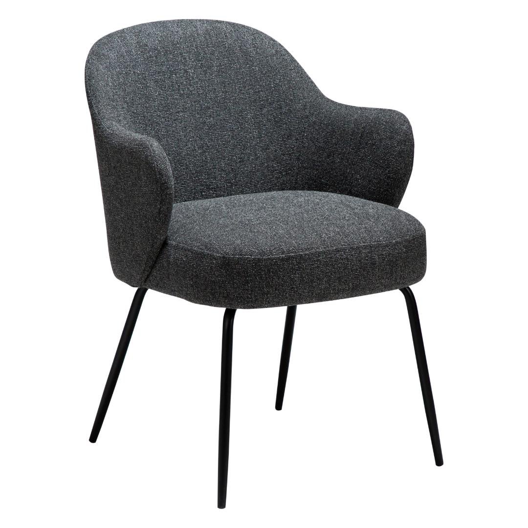 Bae Dan-Form krzesło stołowe z podłokietnikami bouclé ciemnoszary.