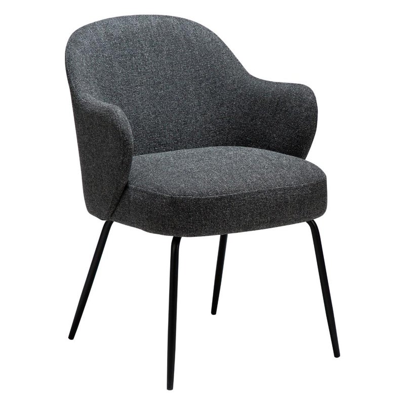 Bae Dan-Form krzesło stołowe z podłokietnikami bouclé ciemnoszary.
