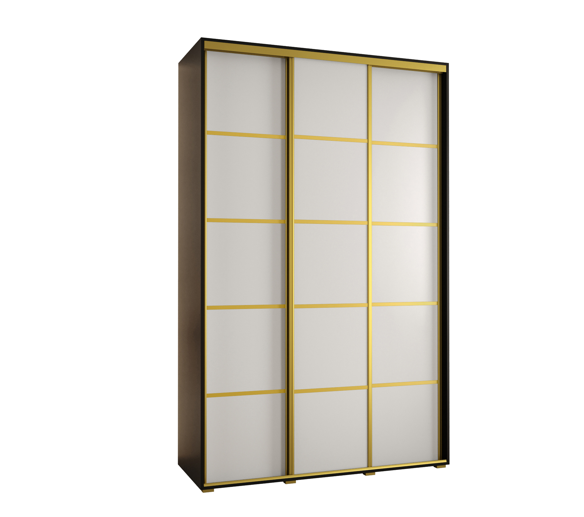 Szafa przesuwna wysoka Davos 4 150 x 60 x 235,2 cm czarny + biały + u. złoty - Abiks Meble