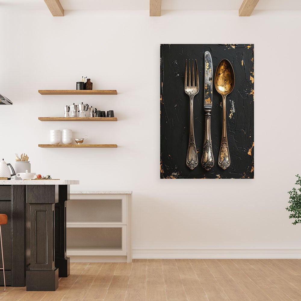 Obraz do kuchni jadalni restauracji salonu, Stare sztućce w stylu retro vintage 80x120 - 2