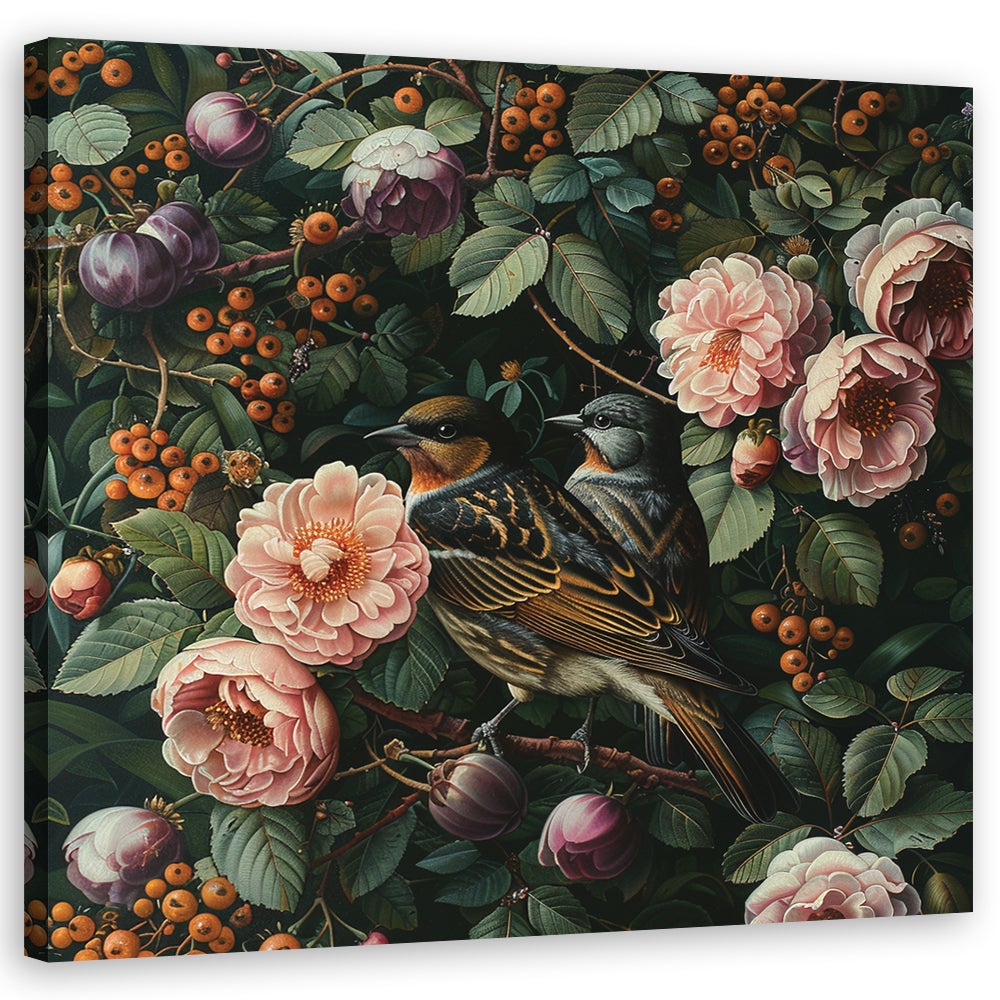 Obraz na płótnie, Ptaki Liście Natura 50x50