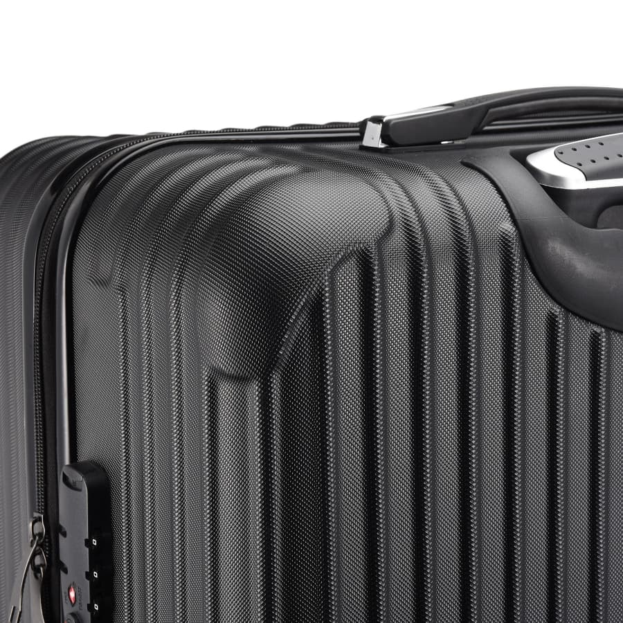 Ensemble de trois valises rigides extensibles, légères et ultra-résistantes, équipées de 4 roues et d'une serrure TSA en ABS, noires. - 7