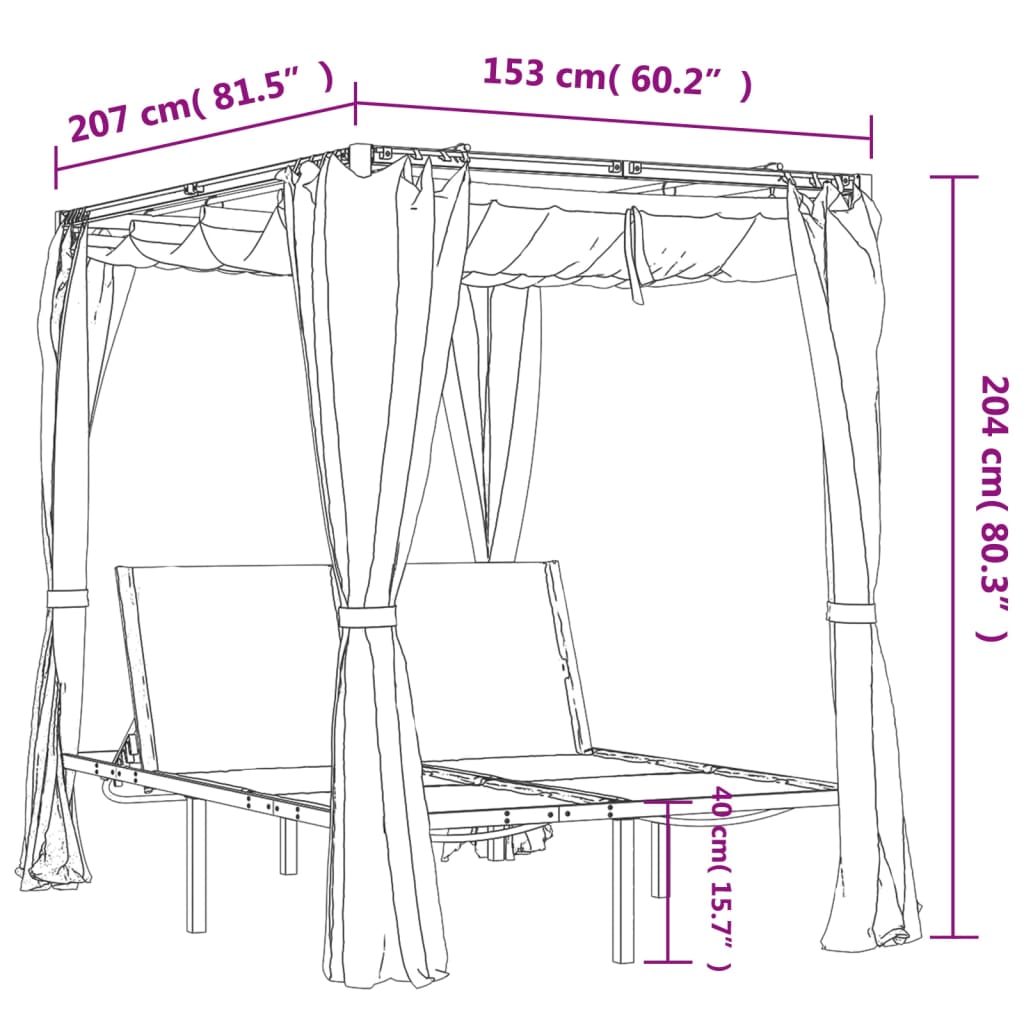 Sdraio sdraio prendisole lettino da giardino terrazzo doppio arredo esterno con tende laterali e superior 02_0012740 - 7