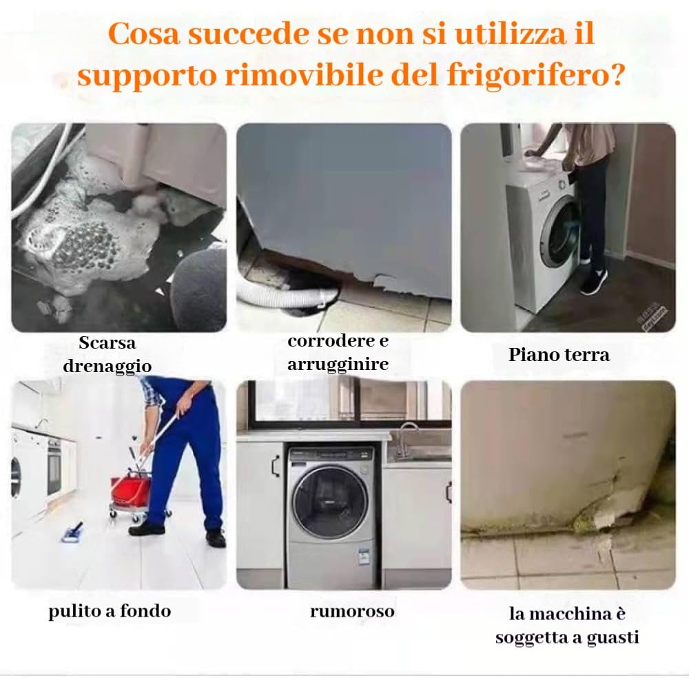 Support Machine a Laver Seche Linge & Réfrigérateur,Rehausseur Lave Linge et Machine a Laver Réglable,Socle Antivibration jusqu'à 120kg - 5