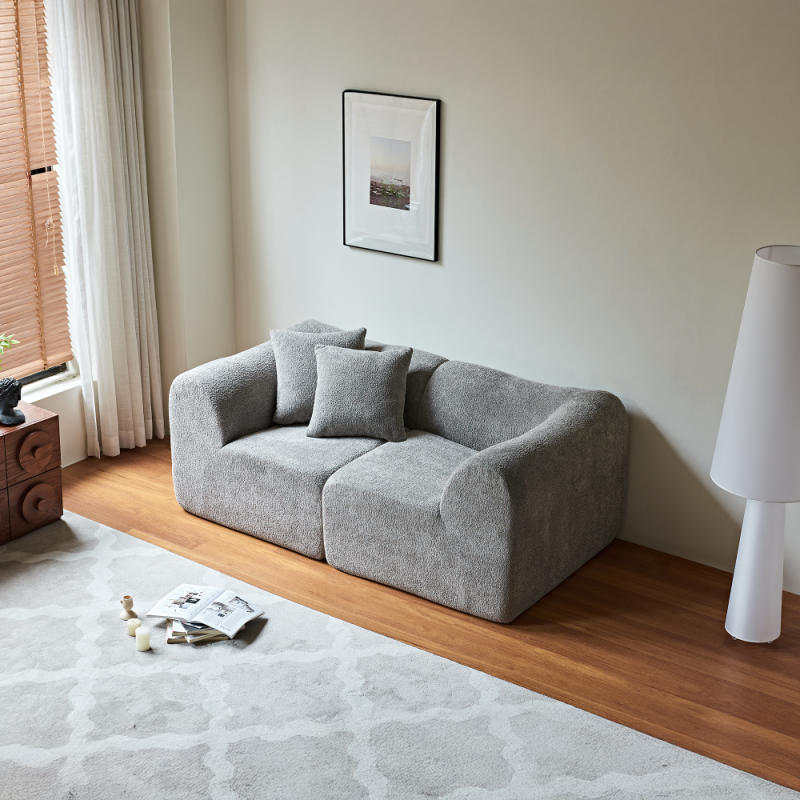 Divano 2 posti in velluto moderno con cuscini – Divano compatto per salotto, ufficio e appartamento – Design morbido per un comfort duraturo - 2