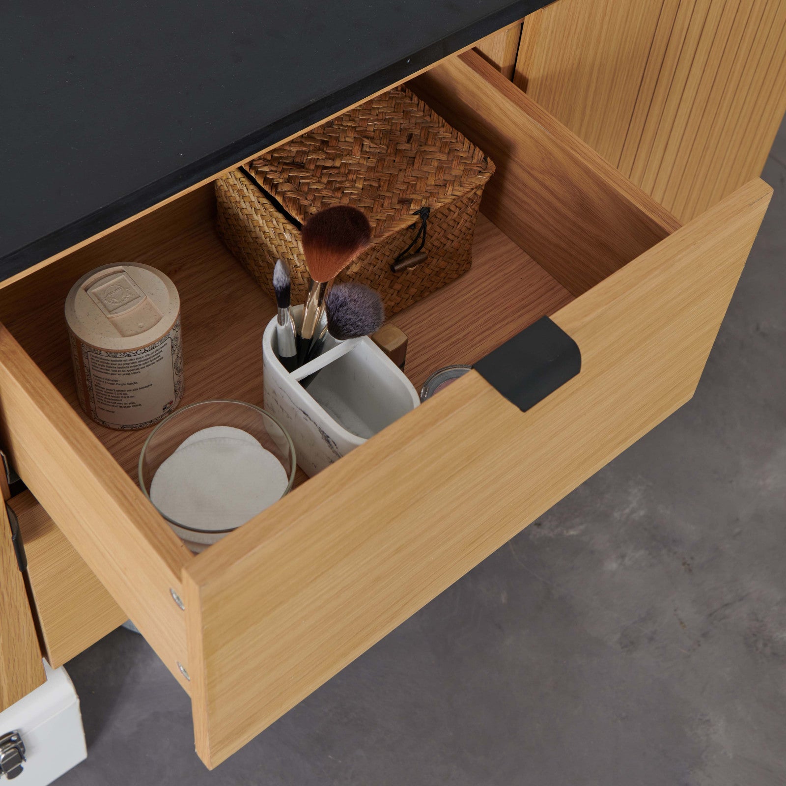Meuble double 140cm chêne STUDIO suspendu avec plan résine - 6
