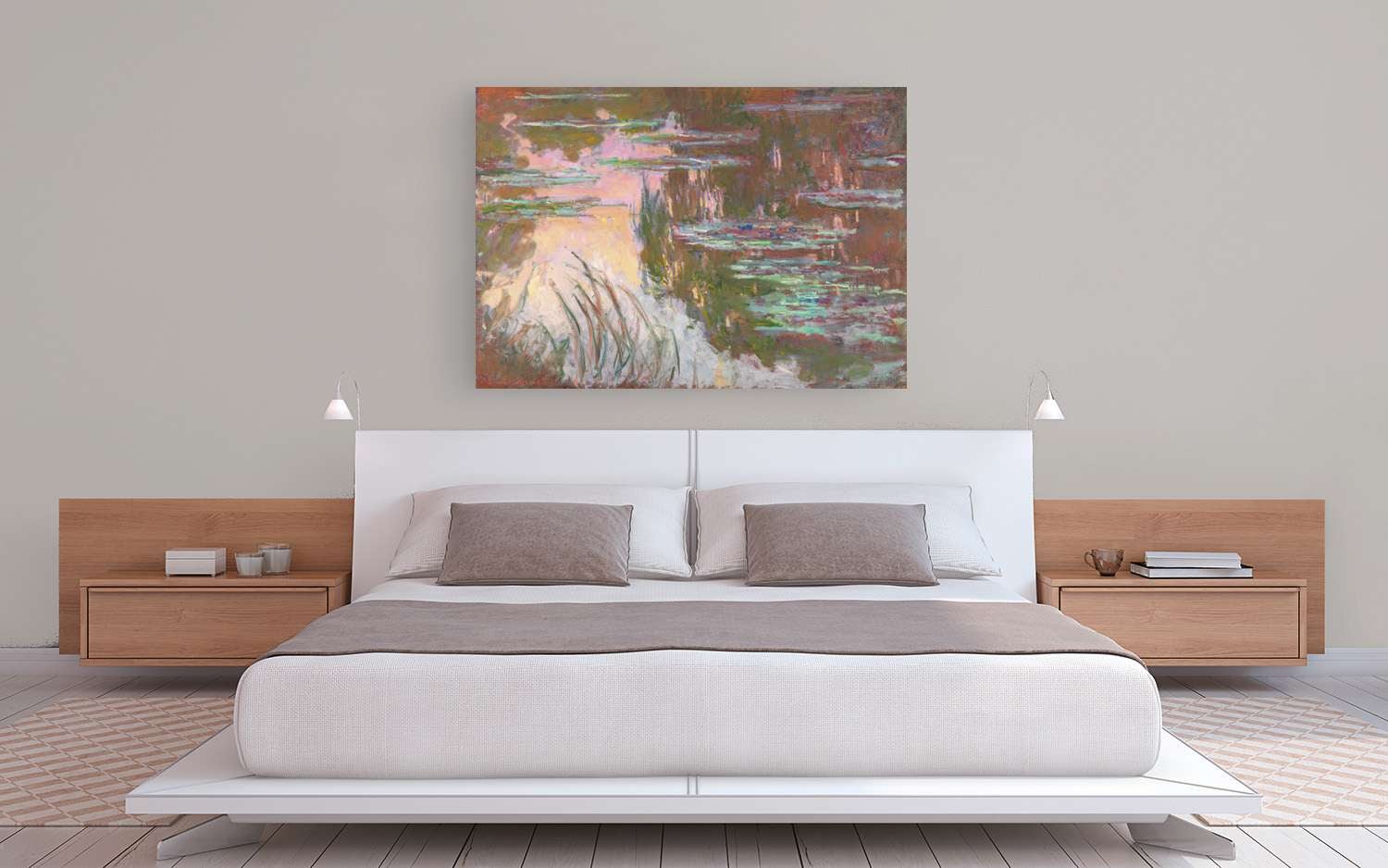 Peinture, impression sur toile - Claude Monet, Nymphéas au coucher du soleil - 80x60 cm - 2