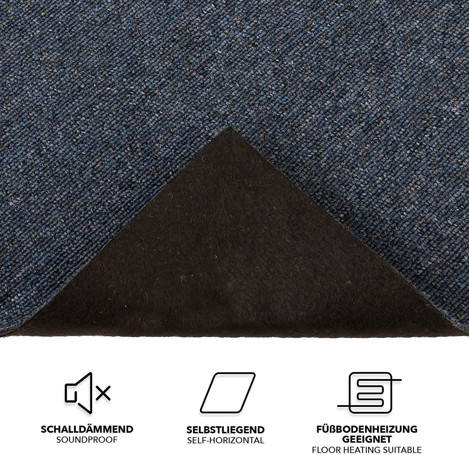 Dalle moquette bouclée 50 x 50 cm, Revêtement Isolant Sol, Bleu, 1 Pièce - 3