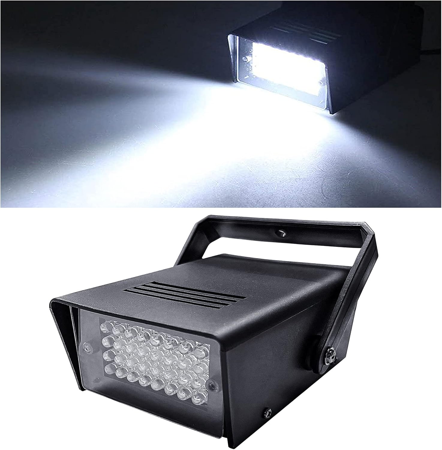 Światło stroboskopowe, mini światło stroboskopowe 32 LED, białe oświetlenie dyskotekowe na imprezy, bary, wesela, Halloween
