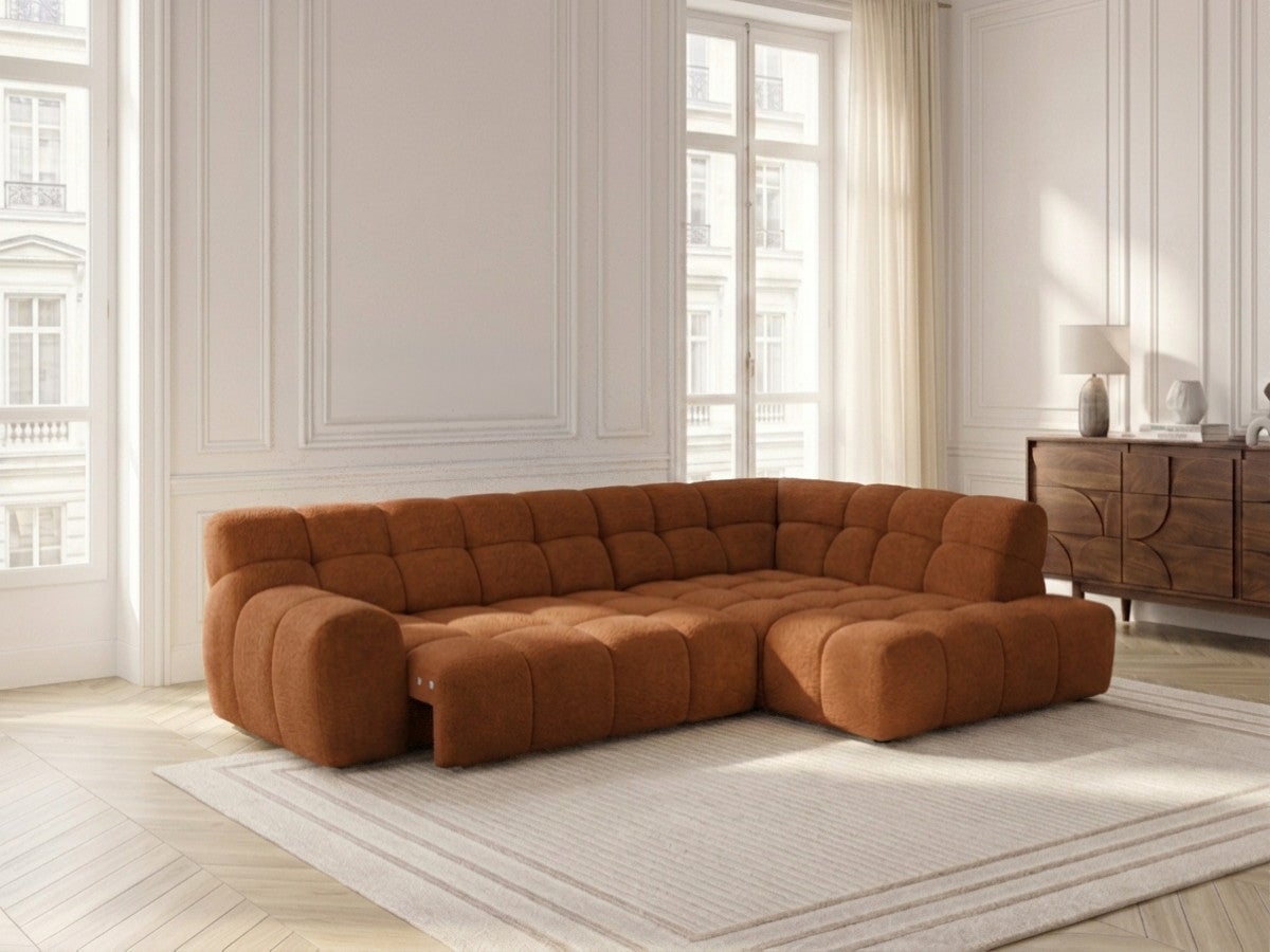 Canapé d'angle L convertible avance-recule électrique ANDRE tissu ...