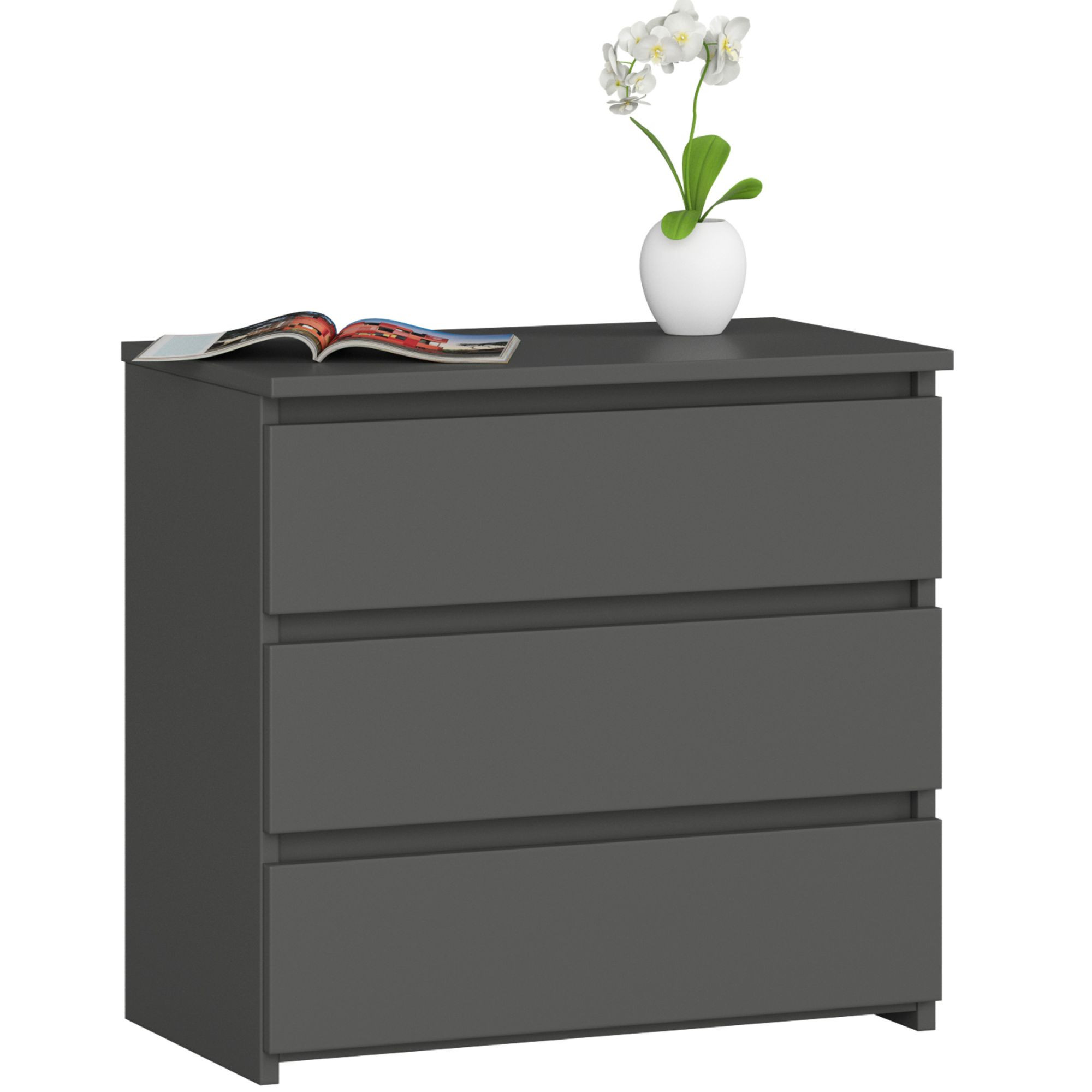 Szafka nocna AKORD CL3 Grafit Szary 60 cm 3 szuflady kolor Grafit Szary mat 60x35x57 cm