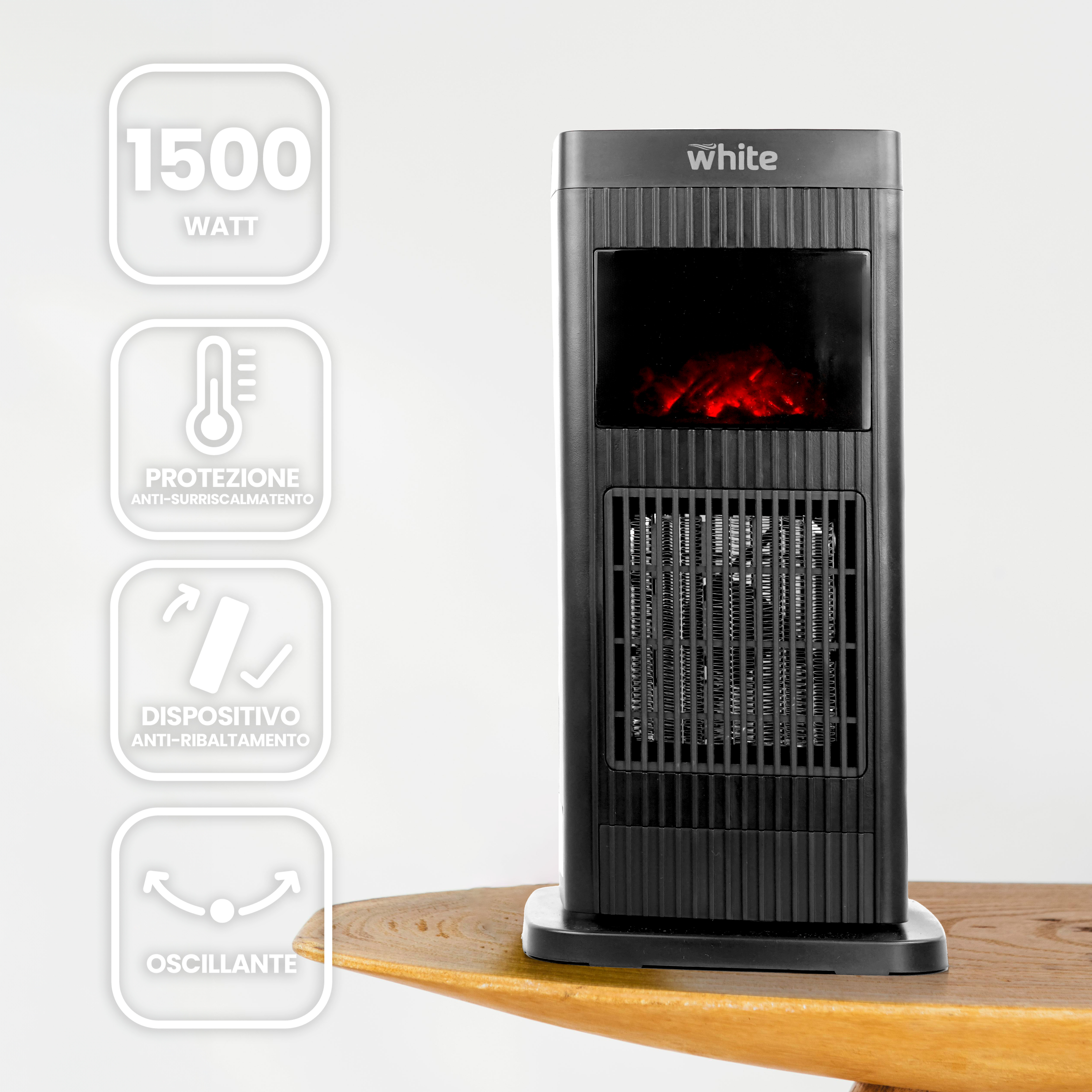 Stufa elettrica a basso consumo con effetto camino 230v - 3