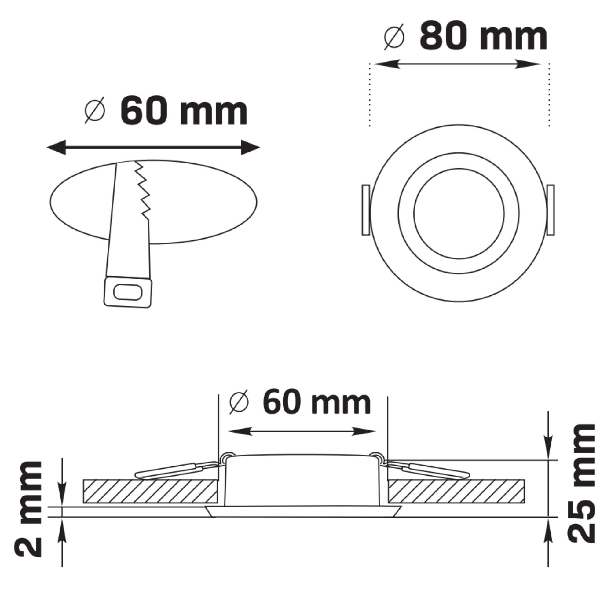 Oprawa sufitowa wpuszczana podtynkowa Febe złoty połysk 1xGU10x8W okrągła IP20 wym: 2,5 x 8 x 8 cm aluminium Polux - 7